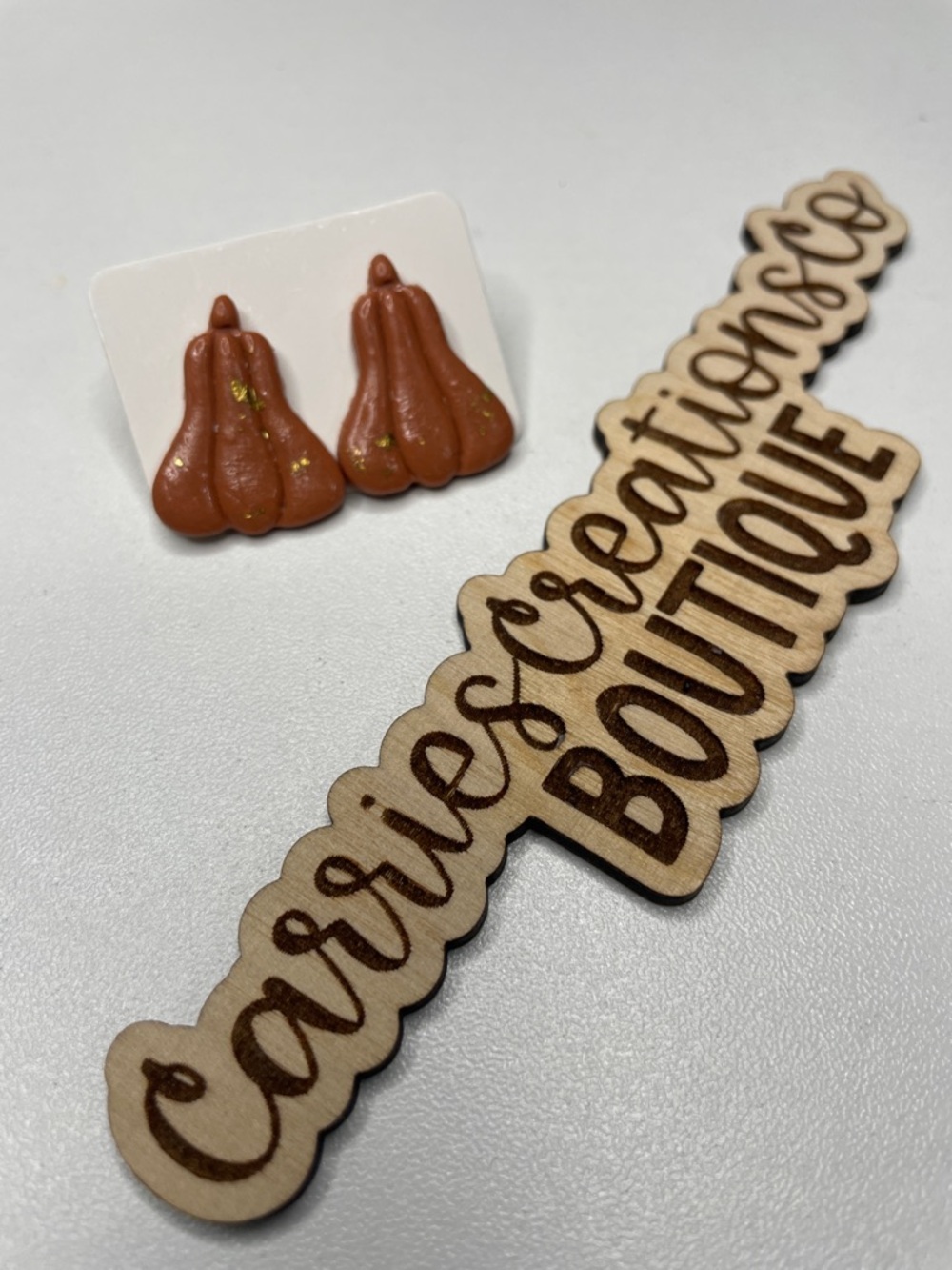 Handmade Terracotta Pumpkin Stud Earrings